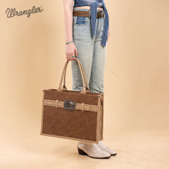 WG250G-8119BR     Wrangler Buckle Concealed Carry Large Tote-Brown