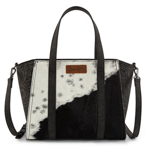 WG252-8012 Wrangler Genuine Hair-On Cowhide Wide Tote/Crossbody - Black