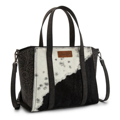 WG252-8012  Wrangler Genuine Hair-On Cowhide  Wide Tote/Crossbody Black