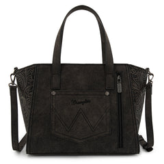 WG252-8012  Wrangler Genuine Hair-On Cowhide  Wide Tote/Crossbody Black