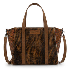 WG252-8012  Wrangler Genuine Hair-On Cowhide  Wide Tote/Crossbody- Brown
