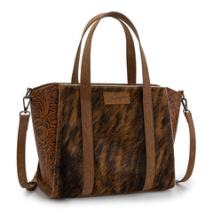WG252-8012  Wrangler Genuine Hair-On Cowhide  Wide Tote/Crossbody- Brown