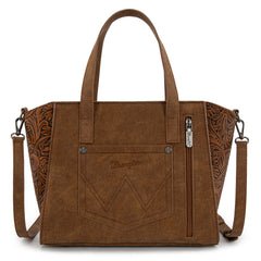 WG252-8012  Wrangler Genuine Hair-On Cowhide  Wide Tote/Crossbody- Brown
