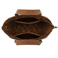 WG252-8012  Wrangler Genuine Hair-On Cowhide  Wide Tote/Crossbody- Brown