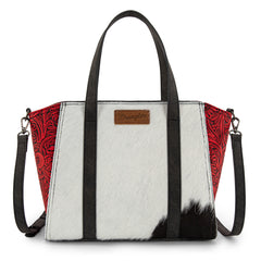 WG252-8012  Wrangler Genuine Hair-On Cowhide  Wide Tote/Crossbody- Red