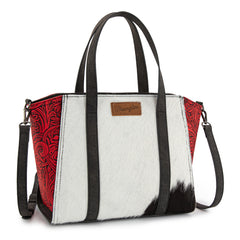 WG252-8012  Wrangler Genuine Hair-On Cowhide  Wide Tote/Crossbody- Red