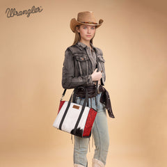 WG252-8012  Wrangler Genuine Hair-On Cowhide  Wide Tote/Crossbody- Red