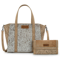 WG252-8012  Wrangler Genuine Hair-On Cowhide  Wide Tote/Crossbody - Tan