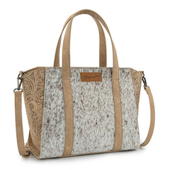 WG252-8012  Wrangler Genuine Hair-On Cowhide  Wide Tote/Crossbody - Tan