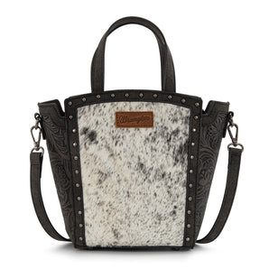 WG252-8014 Wrangler Genuine Hair-On Cowhide Tote/Crossbody - Black