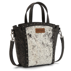 WG252-8014  Wrangler Genuine Hair-On Cowhide Tote/Crossbody - Black