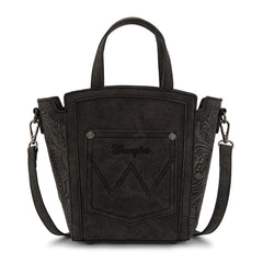 WG252-8014  Wrangler Genuine Hair-On Cowhide Tote/Crossbody - Black