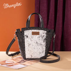 WG252-8014  Wrangler Genuine Hair-On Cowhide Tote/Crossbody - Black