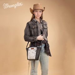 WG252-8014  Wrangler Genuine Hair-On Cowhide Tote/Crossbody - Black