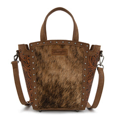 WG252-8014  Wrangler Genuine Hair-On Cowhide Tote/Crossbody - Brown