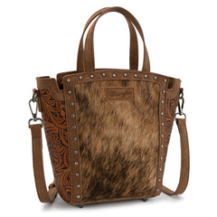 WG252-8014  Wrangler Genuine Hair-On Cowhide Tote/Crossbody - Brown