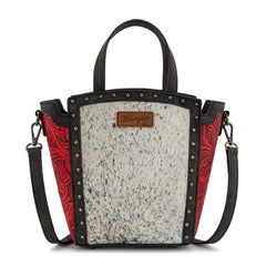 WG252-8014  Wrangler Genuine Hair-On Cowhide Tote/Crossbody - Red