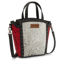 WG252-8014  Wrangler Genuine Hair-On Cowhide Tote/Crossbody - Red