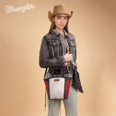 WG252-8014  Wrangler Genuine Hair-On Cowhide Tote/Crossbody - Red