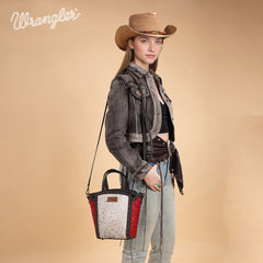 WG252-8014  Wrangler Genuine Hair-On Cowhide Tote/Crossbody - Red
