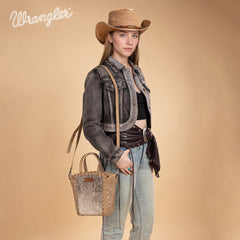 WG252-8014  Wrangler Genuine Hair-On Cowhide Tote/Crossbody - Tan