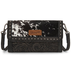 WG252-C012  Wrangler Genuine Cowhide Wallet/Wristlet/Crossbody Bag - Black