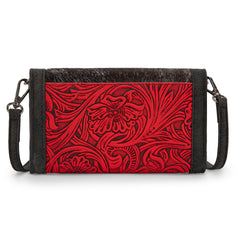 WG252-C012  Wrangler Genuine Cowhide Wallet/Wristlet/Crossbody Bag - Red