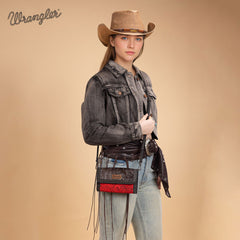 WG252-C012  Wrangler Genuine Cowhide Wallet/Wristlet/Crossbody Bag - Red