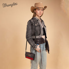 WG252-C012  Wrangler Genuine Cowhide Wallet/Wristlet/Crossbody Bag - Red