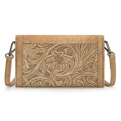 WG252-C012  Wrangler Genuine Cowhide Wallet/Wristlet/Crossbody Bag -Tan