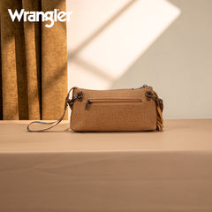 WG259-1834  Wrangler Embroidered Aztec Canvas Wristlet/Crossbody- Brown