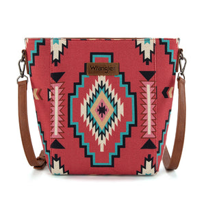 WG261-2003BDY Wrangler Aztec Print Crossbody Bag - Burgundy