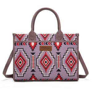 WG261G-8110PP Wrangler Aztec Print Canvas Tote Bag - Purple