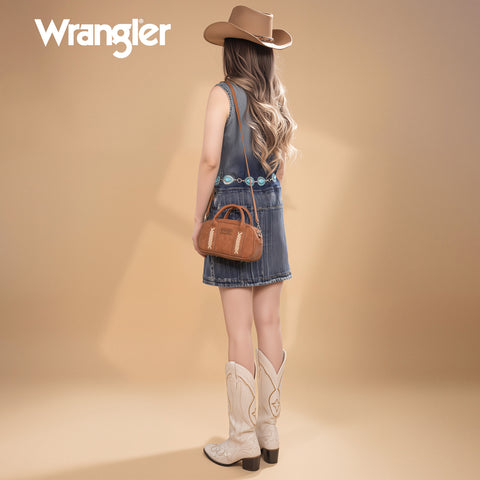 WG262-522  Wrangler Whipstitch Collection Mini Satchel/Crossbody Bag - Brown)