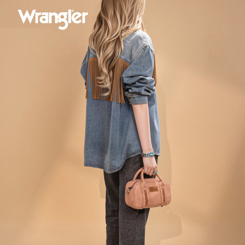 WG262-522  Wrangler Whipstitch Collection Mini Satchel/Crossbody Bag - Dark Pink