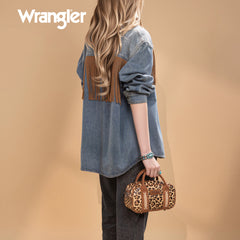WG262-522  Wrangler Whipstitch Collection Mini Satchel/Crossbody Bag - Leopard