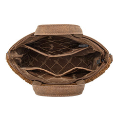 WG263-2002  Wrangler Sherpa Aztec Sherpa Tote/Crossbody - Brown