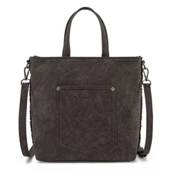 WG263-2002  Wrangler Sherpa Aztec Sherpa Tote/Crossbody - Coffee