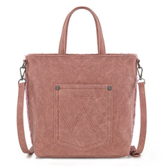 WG263-2002  Wrangler Sherpa Aztec Sherpa Tote/Crossbody - Dark Pink
