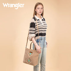 WG263-2002  Wrangler Sherpa Aztec Sherpa Tote/Crossbody - Tan