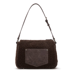 WG263-2022  Wrangler Sherpa Aztec Sherpa Hobo/Shoulder Bag - Coffee