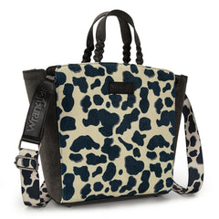 WG264-8014BK  Wrangler Cow Print Concealed Carry Tote/Crossbody - Black