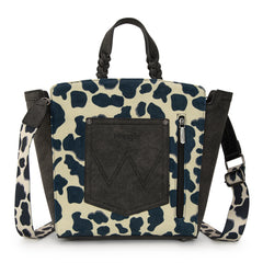 WG264-8014BK  Wrangler Cow Print Concealed Carry Tote/Crossbody - Black