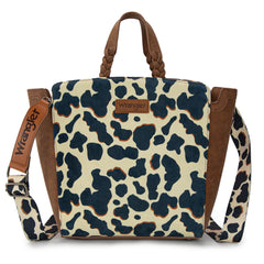 WG264-8014BR  Wrangler Cow Print Concealed Carry Tote/Crossbody - Brown