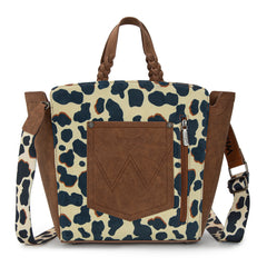 WG264-8014BR  Wrangler Cow Print Concealed Carry Tote/Crossbody - Brown