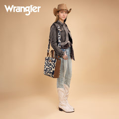 WG264-8014BR  Wrangler Cow Print Concealed Carry Tote/Crossbody - Brown