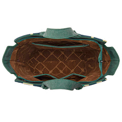 WG264-8014DTQ  Wrangler Cow Print Concealed Carry Tote/Crossbody- Dark Turquoise