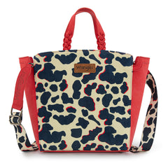 WG264-8014RD  Wrangler Cow Print Concealed Carry Tote/Crossbody - Red