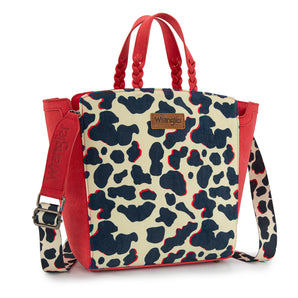 WG264-8014RD Wrangler Cow Print Concealed Carry Tote/Crossbody - Red