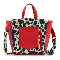 WG264-8014RD  Wrangler Cow Print Concealed Carry Tote/Crossbody - Red